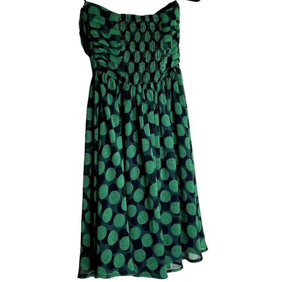 Fynn & Rose Swing Mini Dress Women Size XS Green Black Dot Strapless Coquette - Picture 2 of 9
